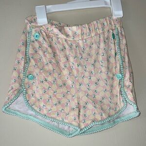 Shrimp & Grits Kids Pink Pineapple Print Pom-Trim Shorts